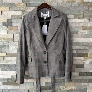 Walter Baker Ralev Bwr Plaid Belted Size Medium Blazer Women